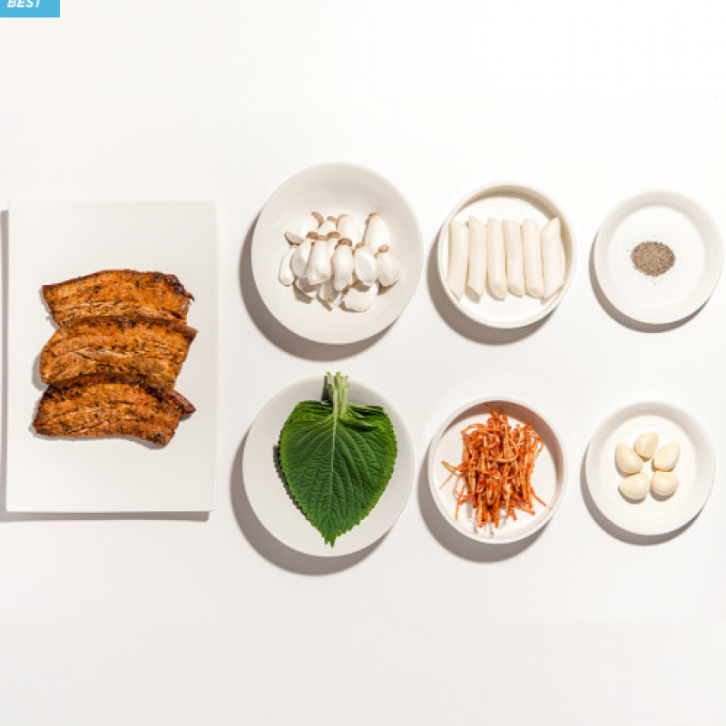 디너의여왕 - [배송] 순천대원식당 군고기 밀키트 연탄구이 삼겹살 쿠킹박스 캠핑음식 (2인분) 1차